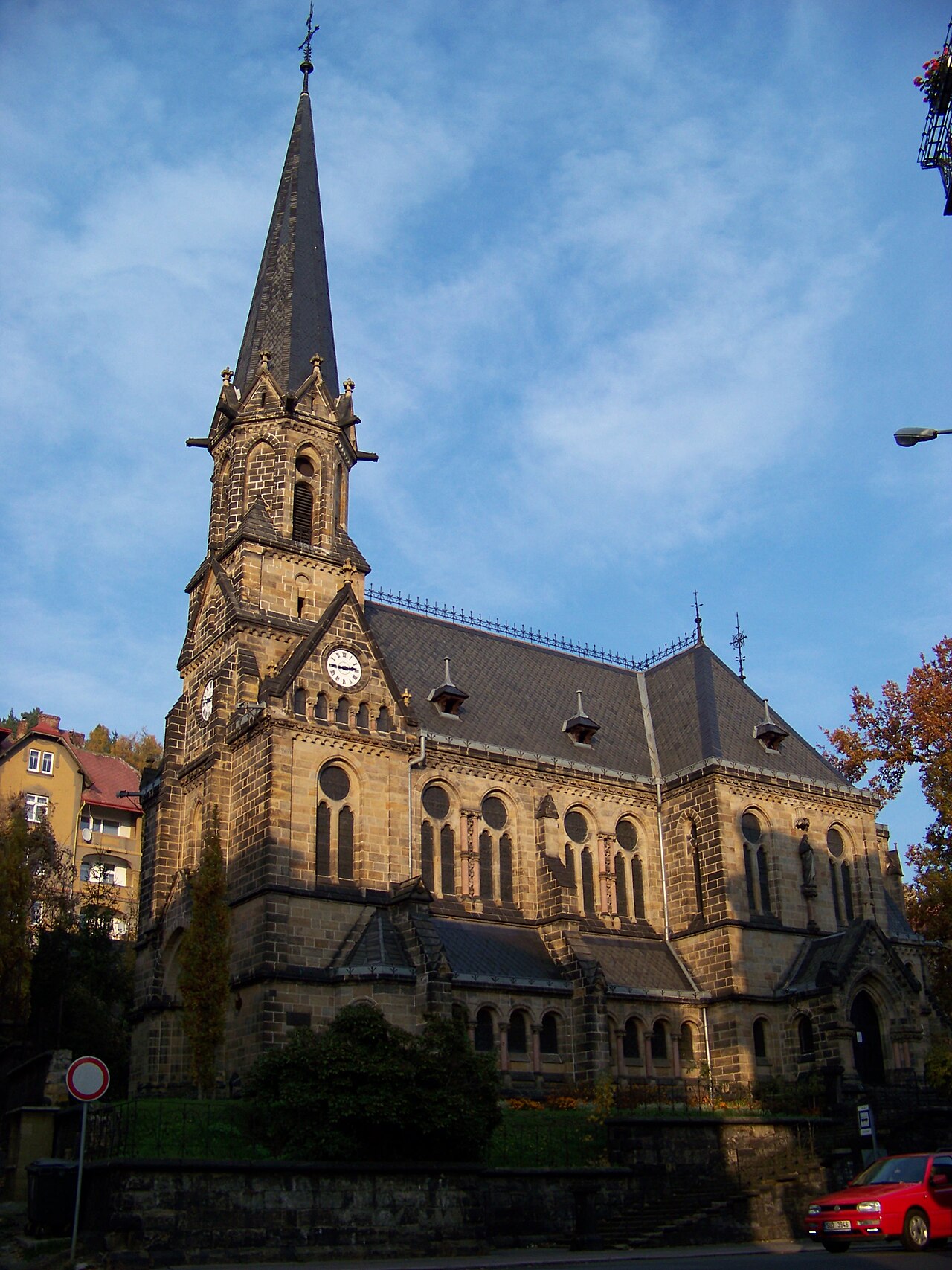 Today's view – evangelický kostel v Děčíně