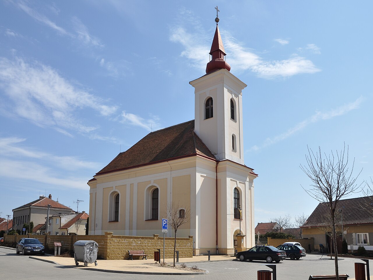 Dnešní pohled – kostel Nanebevzetí Panny Marie (Unkovice)