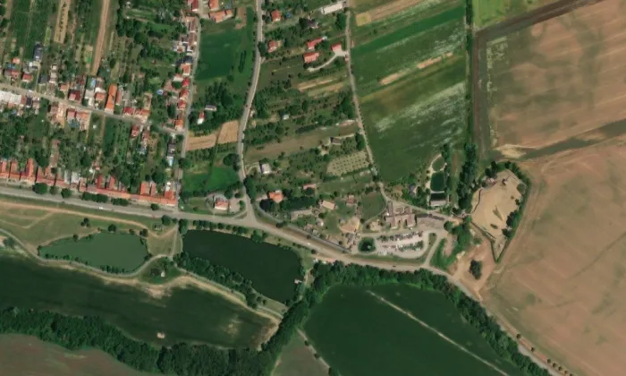 Archeoskanzen Modrá – letecký pohled