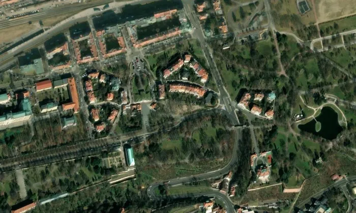 Bílkova vila – letecký pohled