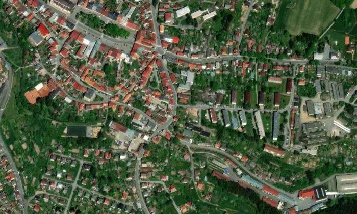 Bělohlávkův dům – letecký pohled