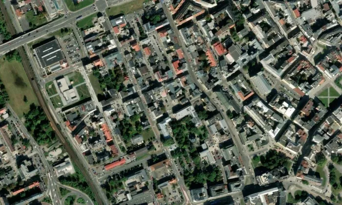 Bývalý hotel Slavie – letecký pohled