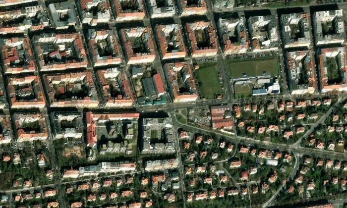 Bývalá městská jatka – tržnice masa – letecký pohled