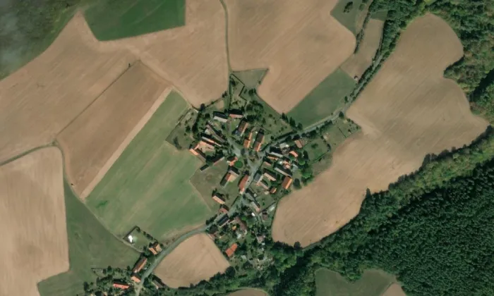 Bývalý výměnek u čp. 6 – letecký pohled