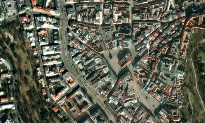 Barvířská 1 – letecký pohled