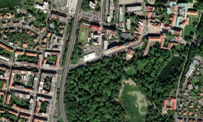 Beuronská kaple v Teplicích – letecký pohled