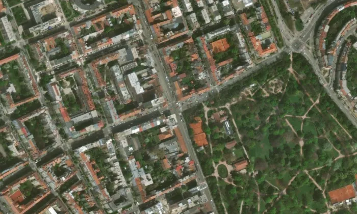 Blahoslavův dům – letecký pohled