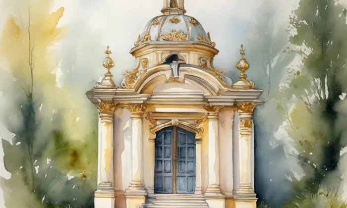 Boží muka z roku 1708 – akvarel