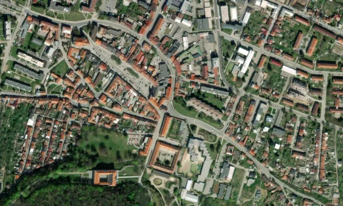 Brána do židovské čtvrti – letecký pohled