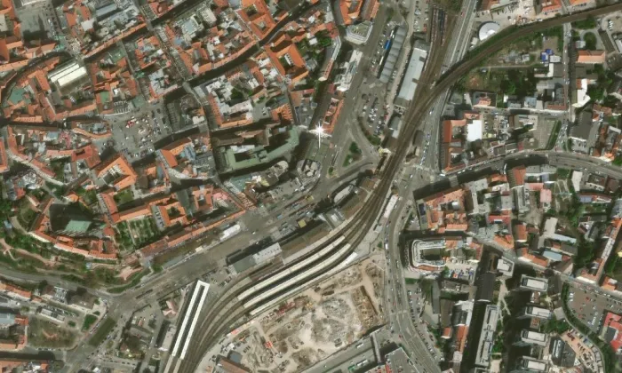 Brno hlavní nádraží – letecký pohled