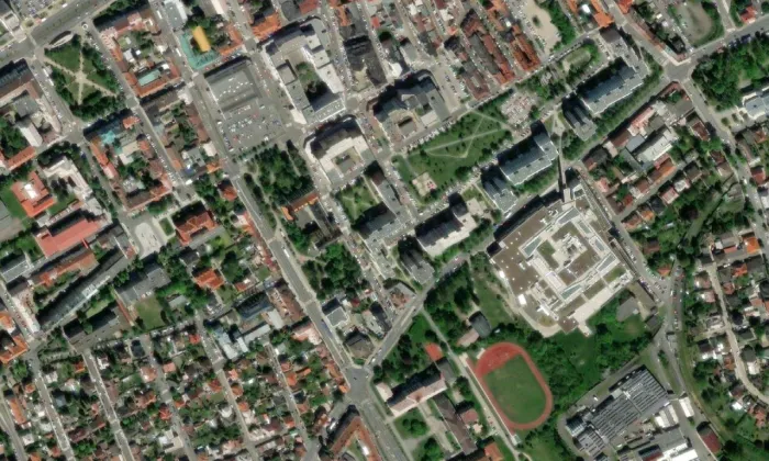 Budova Gymnázia Kladno – letecký pohled