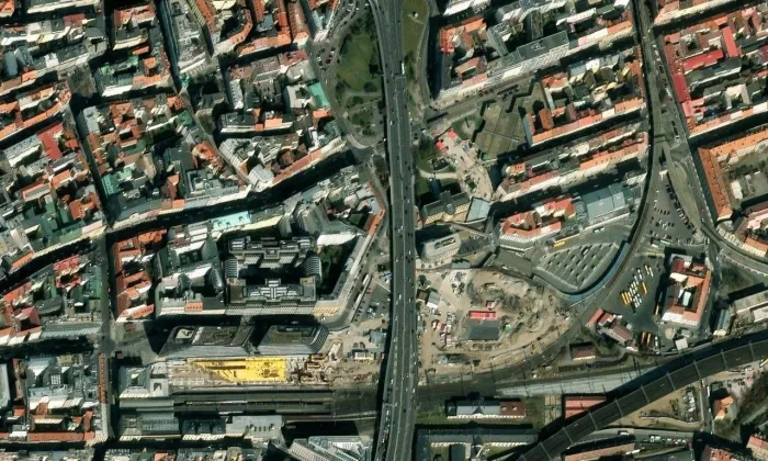 Budova muzea hlavního města Prahy – letecký pohled