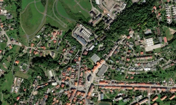 Budova projekce – letecký pohled