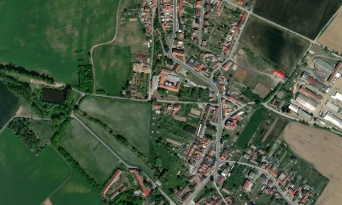 Budova správce – letecký pohled