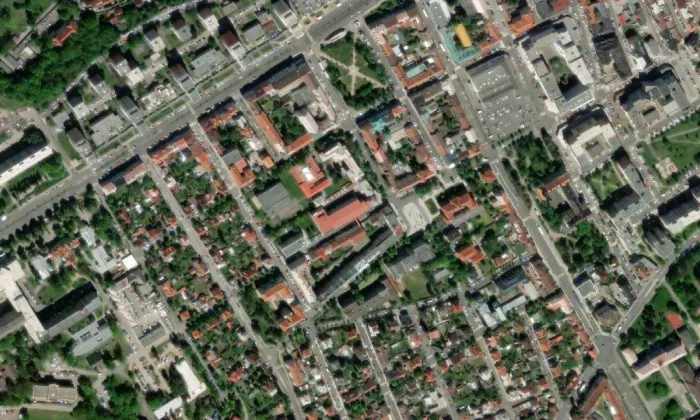 Budova střední průmyslové školy – letecký pohled