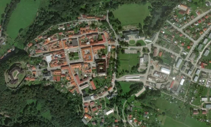 Buquoyská rezidence – letecký pohled