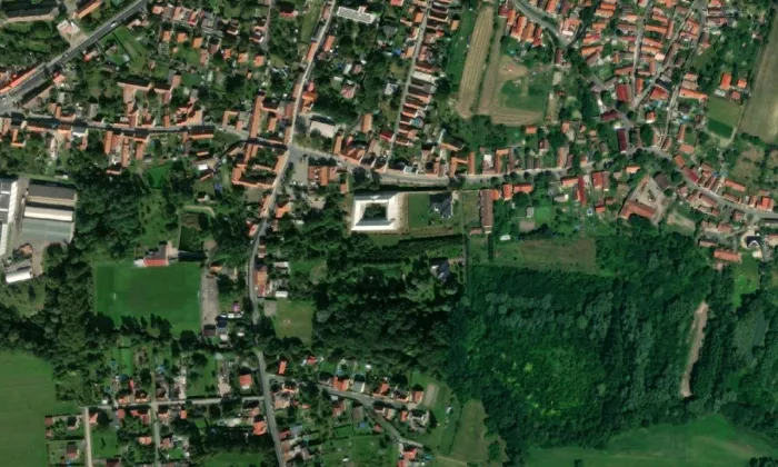 Byšice – letecký pohled