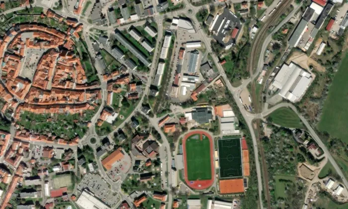 Císařský pivovar – letecký pohled