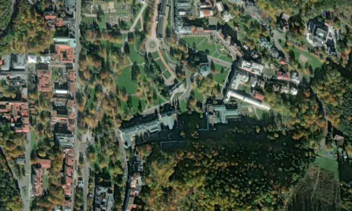 Centrální lázně – letecký pohled