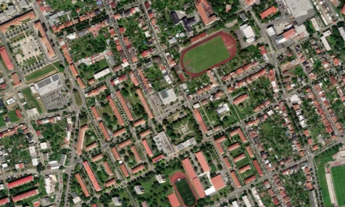 chrám svatého Cyrila a Metoděje – letecký pohled