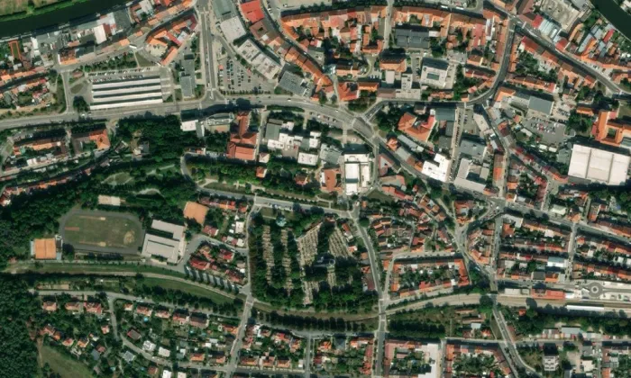 Chrám svatého Václava a svaté Ludmily – letecký pohled