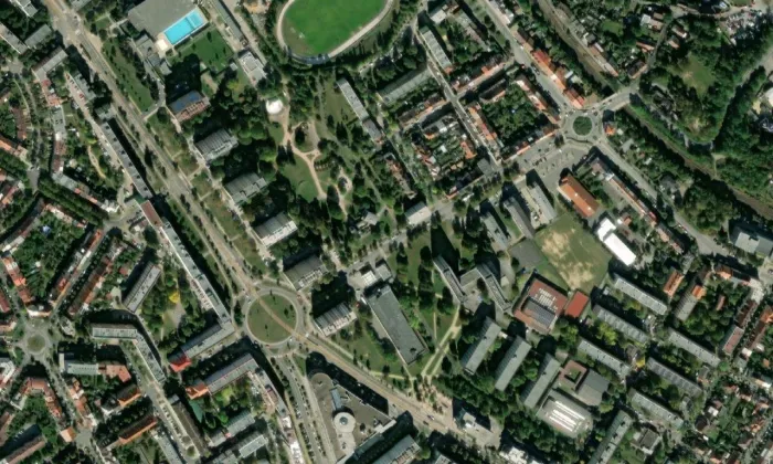 Chvojkovy lomy – letecký pohled