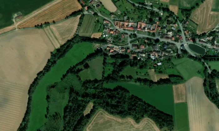 Crhovský mlýn – letecký pohled