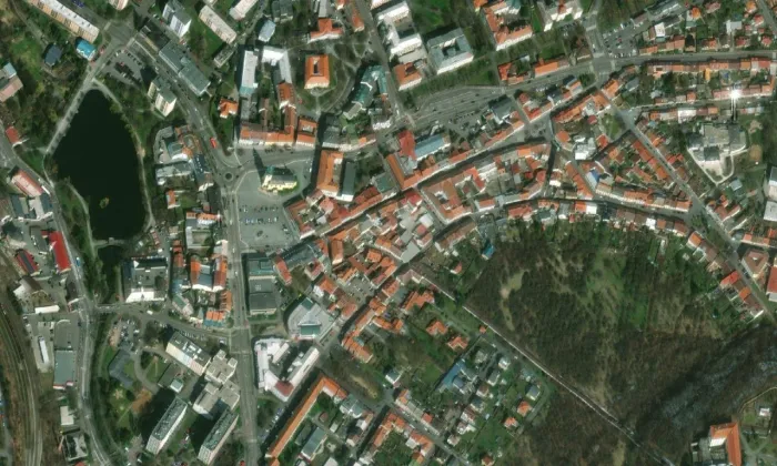 Dům Dlouhá 96 – letecký pohled