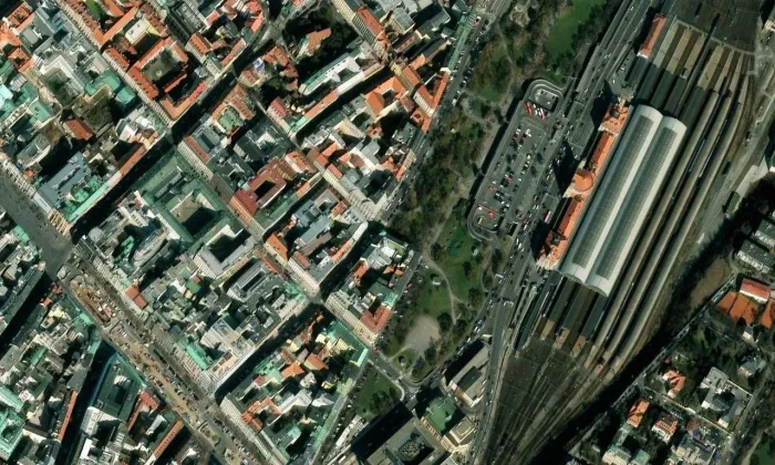 Daňkův palác – letecký pohled
