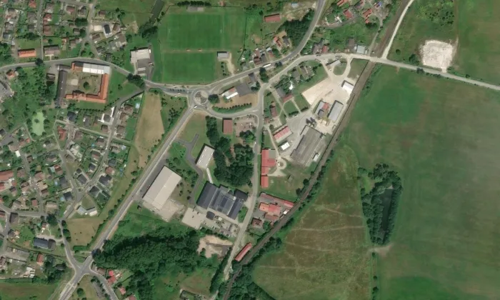 Dolní zámek Skalná – letecký pohled