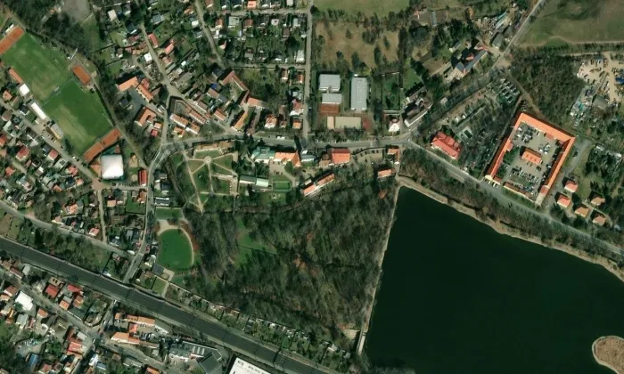 Dolnopočernický pivovar – letecký pohled
