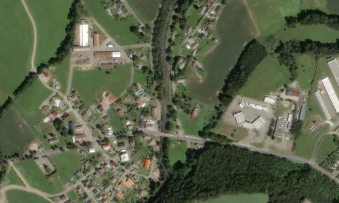 Domek Prokopa Diviše – letecký pohled