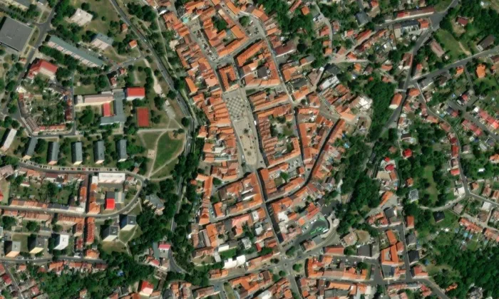 Domy čp. 150, 151 – letecký pohled