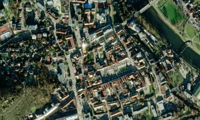 Duslova vila v Berouně – letecký pohled