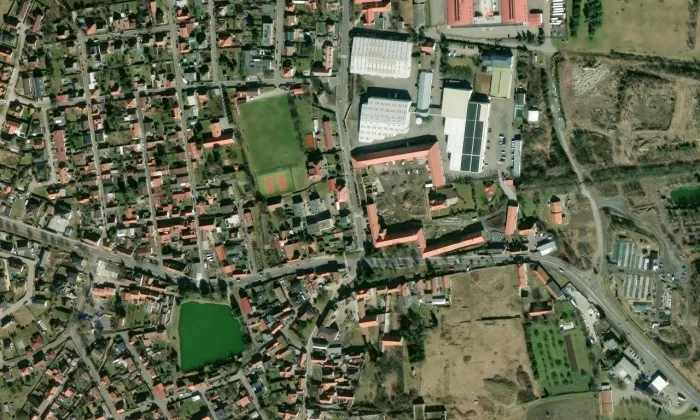 Dvůr čp. 7, 8, 106 – letecký pohled