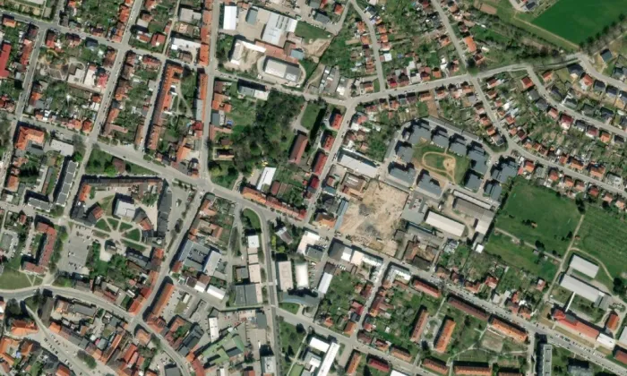 evangelický kostel (Boskovice) – letecký pohled