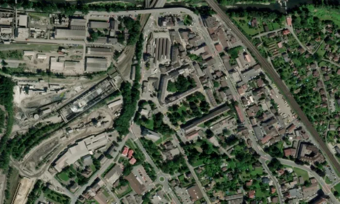 Evangelický kostel (Třinec) – letecký pohled
