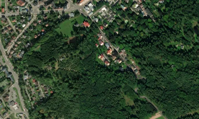 evangelický kostel v Trutnově – letecký pohled