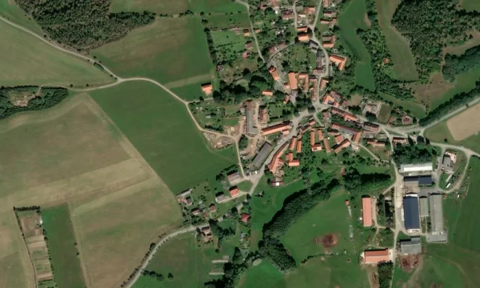 Hoštice – letecký pohled