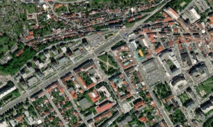 Hornický - Lidový dům – letecký pohled