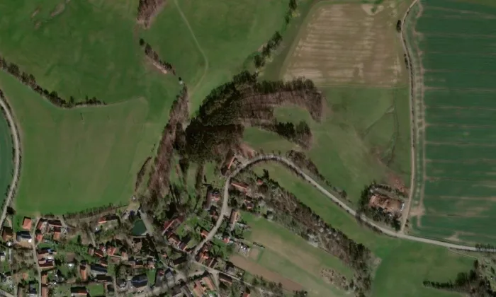 Hradové Střimelice – letecký pohled
