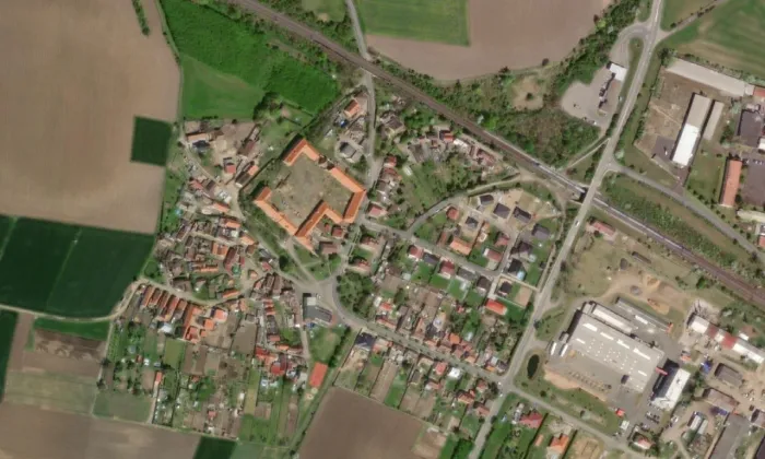 Hrdly – letecký pohled