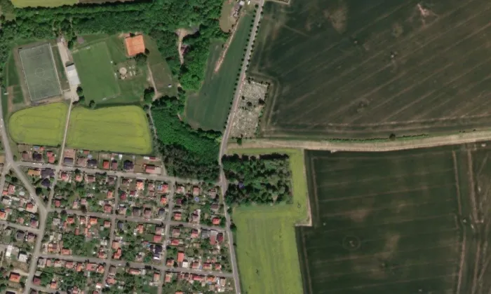 Hrobka Hrubých z Gelenj – letecký pohled