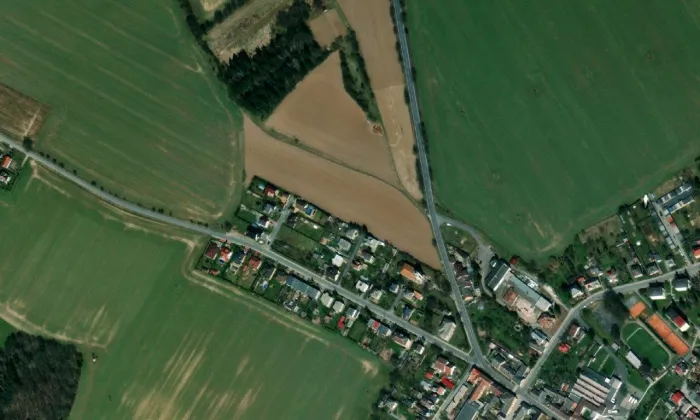 Husův sbor v Lošticích – letecký pohled