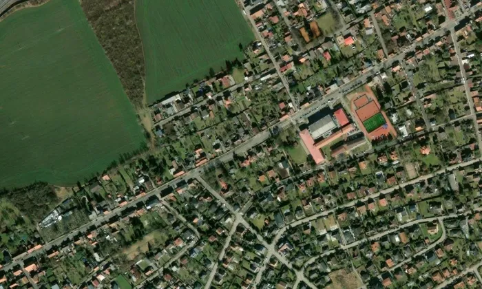 Husův sbor v Rudné – letecký pohled