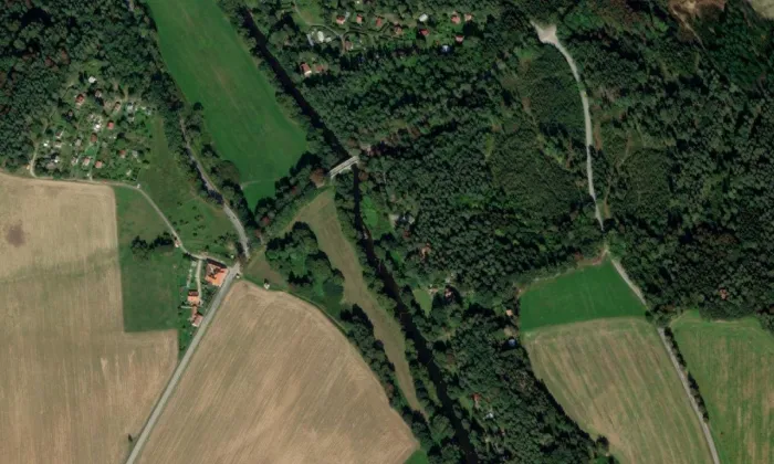 kamenný most u Římova – letecký pohled