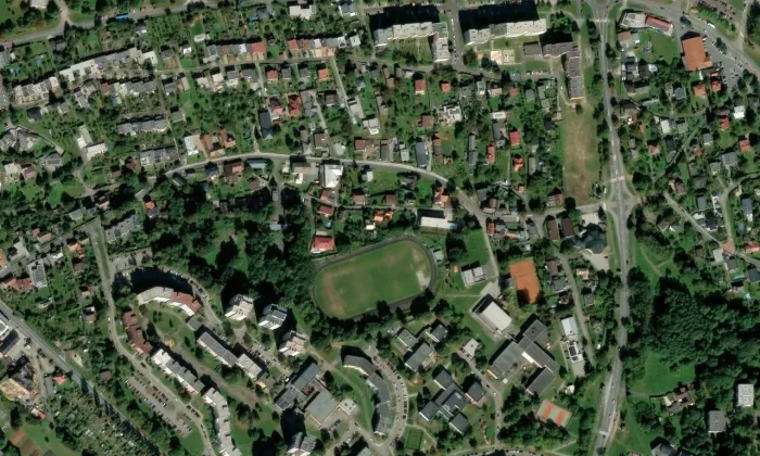 kaple Andělů Strážných (Pustkovec) – letecký pohled