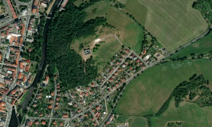 kaple Anděla Strážce (Sušice III) – letecký pohled