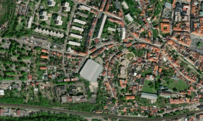 kaple Božího milosrdenství (Předměstí) – letecký pohled