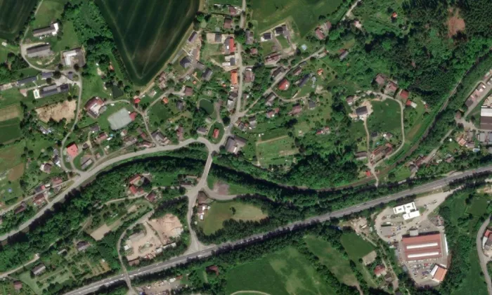 kaple Božského Srdce Páně (Vysokov) – letecký pohled